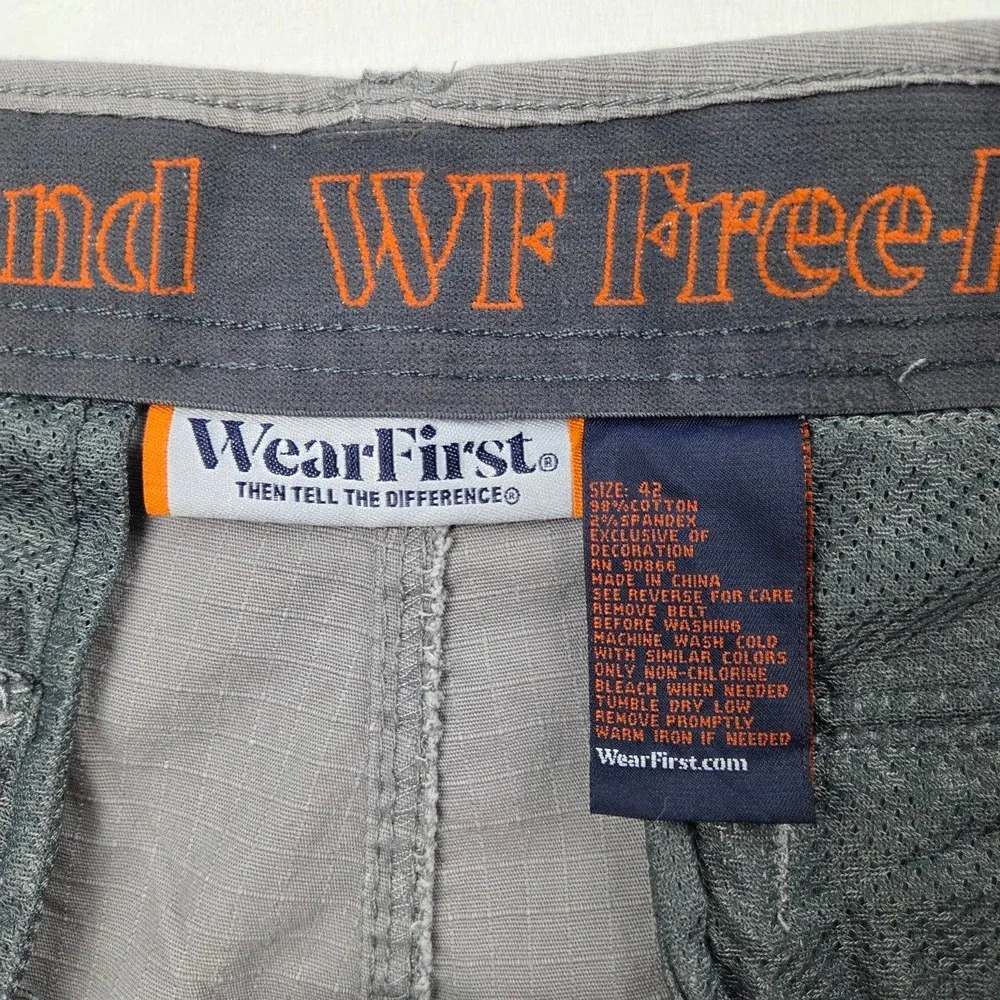 WearFirst Cargo Shorts Mens 38 Gray Ripstop Multi-Pocket Casual Excellent